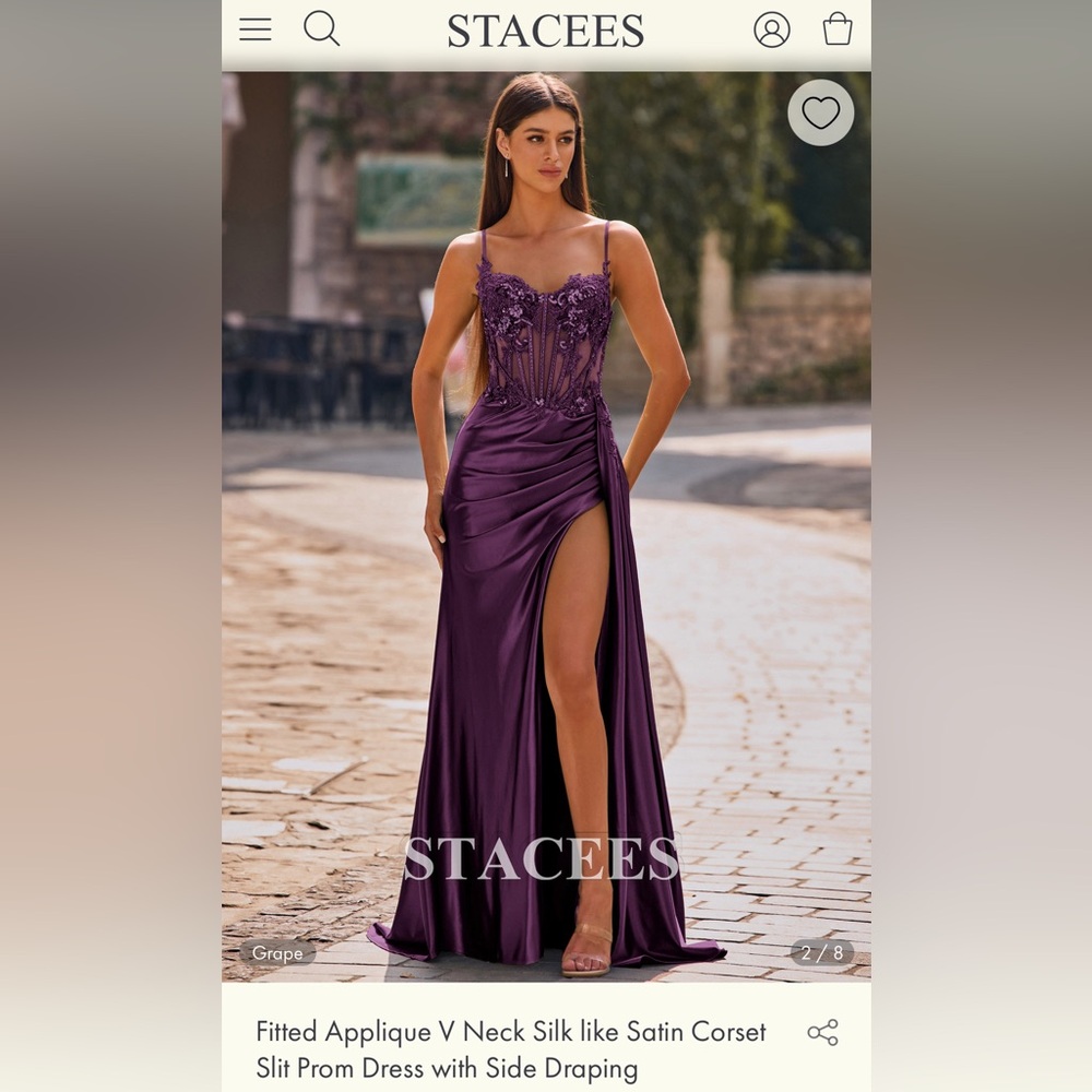 Satin Corset Slit Prom Dress